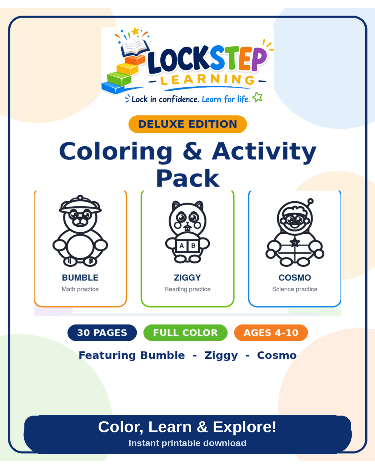Color, Learn & Explore! Deluxe — 30-Page Coloring & Activity Pack