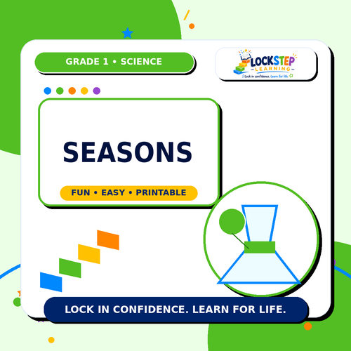 Grade 1 Seasons — teacher-made printable worksheet pack cover