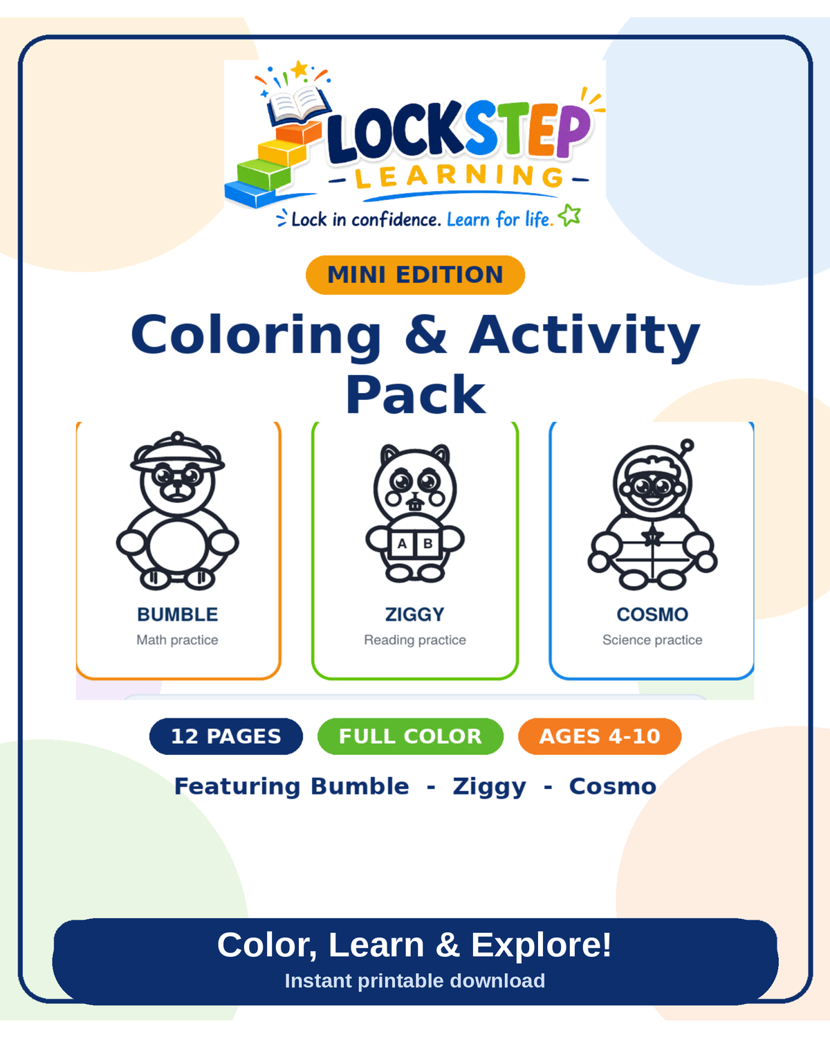 Color, Learn & Explore! Mini — 12-Page Coloring & Activity Pack